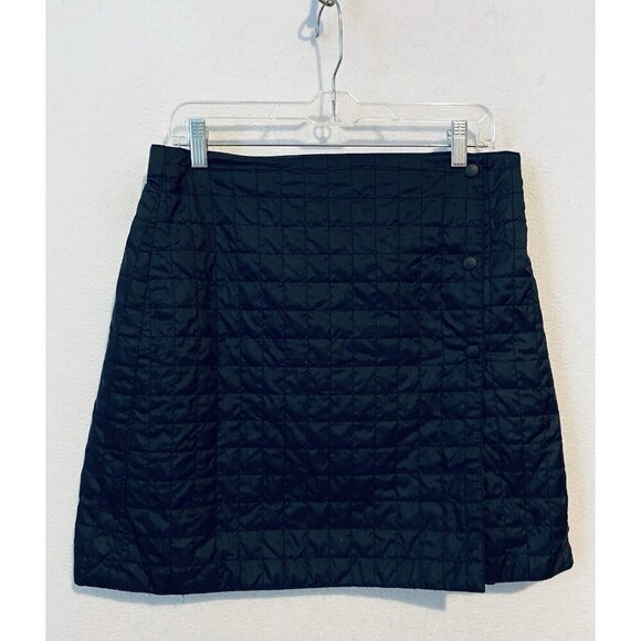 Uniqlo Skirt Womens Large Black Quilted Wrap Mini Snap Closure Gorpcore Puffer - Picture 1 of 6